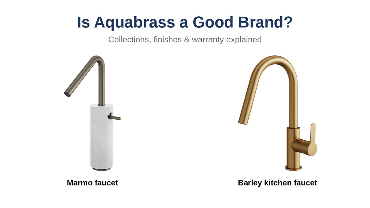 Aquabrass Marmo lavatory faucet and Barley pull-down kitchen faucet