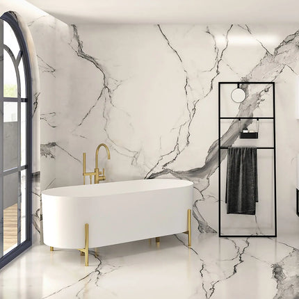 Zitta Bathtub Otton freestanding brushed gold 65 3/8" x 30 7/8" x 24 13/16", acrylic, Slik Portfolio collection TOT6531FAG01 - Plumbing Market