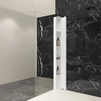 Zitta Corner storage unit, no extension, 78 3/4" x 6 7/16" x 5 15/16", matte white, compatible with Infinite, Bellini 2.0 and Piazza 2.0 shower doors ACC00410 - Plumbing Market