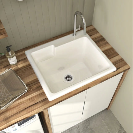 Zitta Laundry sink 24" x 21 1/16" x 11 3/4', Acrylic, glossy white, strainer not included SE2421ARW - Plumbing Market