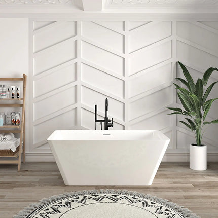 Zitta Bathtub Nansa freestanding white rectangle freestanding 60" x 30 11/16" x 23 5/8", acrylic, Zitta collection TNN6031FA001 - Plumbing Market