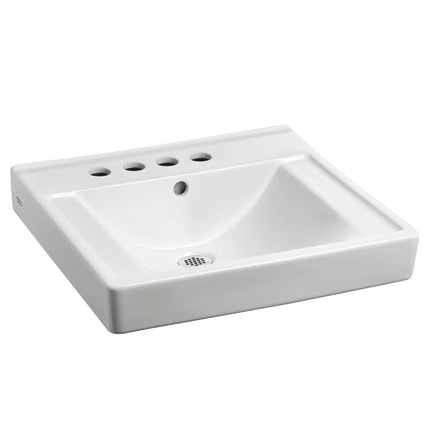 American Standard Decorum Wall-Hung EverClean Sink With 4-Inch Centerset and Extra Left-Hand Hole 9024024EC.020 - Plumbing Market