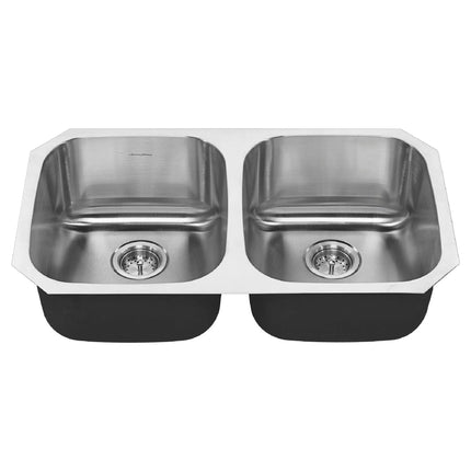 American Standard Portsmouth 32 x 18-Inch Stainless Steel Undermount Double-Bowl Kitchen Sink 18DB.9311800S.075 - Plumbing Market