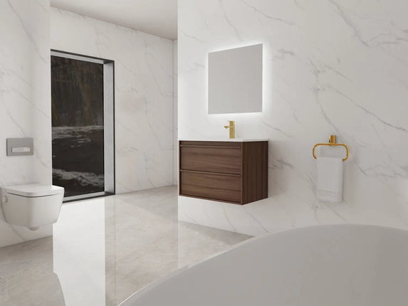 Bagno Italia Boston Wall Mount Bathroom Vanity Porcelain Countertop - Plumbing Market