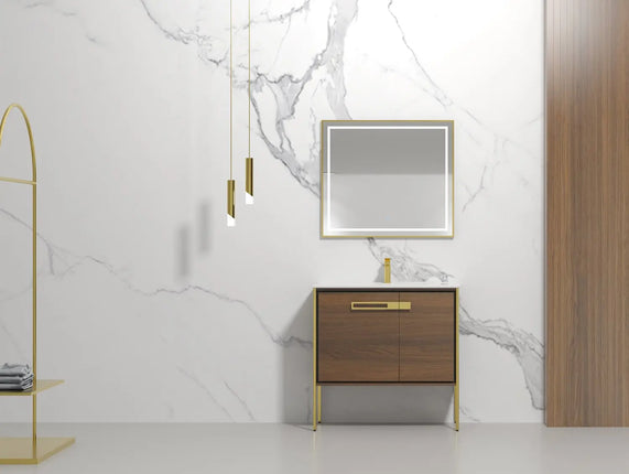 Bagno Italia Petra Free Standing Bathroom Vanity European Walnut - Plumbing Market