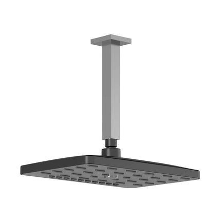 Kalia GRAFIK PREMIA 200mm x 320mm (7 ⅞'' x 12 ½'') Rectangular 3 Functions Rainhead and 203mm (8'') Vertical Ceiling Arm Chrome/Black BF1398-150 - Plumbing Market