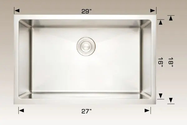 Bosco Deluxe Series 29" x 18" Single Bowl Kitchen Sink Radius Corner 202220 - Plumbing Market