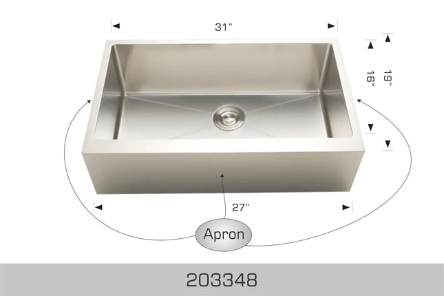 Bosco Deluxe Series - Apron Radius Corner Kitchen Sink 203348 - Plumbing Market