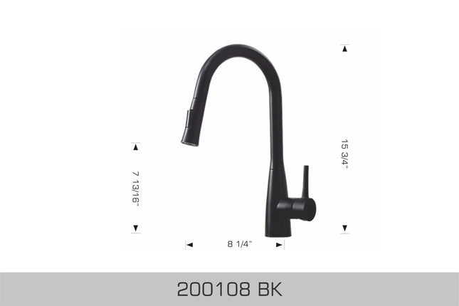 Bosco Single Hole Kitchen Faucet Matte Black 200108BK - Plumbing Market