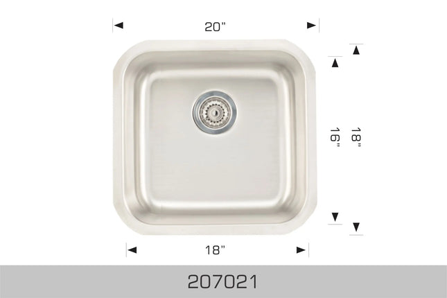 Bosco Standard Series 20" x 18" Kitchen Sink Undermount 207021 - Plumbing Market