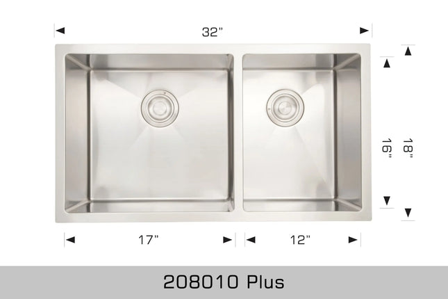 Bosco Standard Series Plus 32" x 18" Radius Corner Kitchen Sink 208010 Plus - Plumbing Market