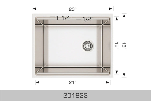 Bosco Titanium Plus Series 23" x 18" Radius Corner Kitchen Sink 201823 - Plumbing Market