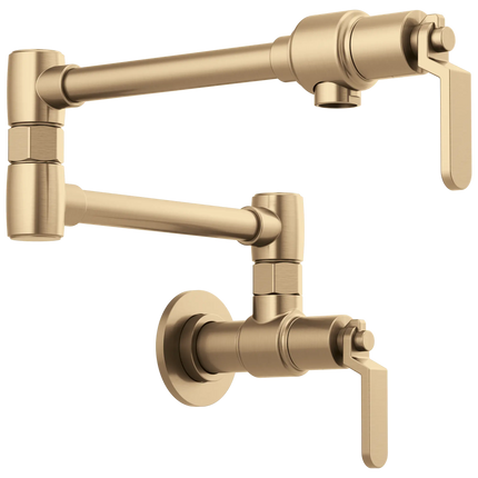 Brizo Litze Wall Mount Pot Filler with Industrial Handle Kit Luxe Gold - Plumbing Market