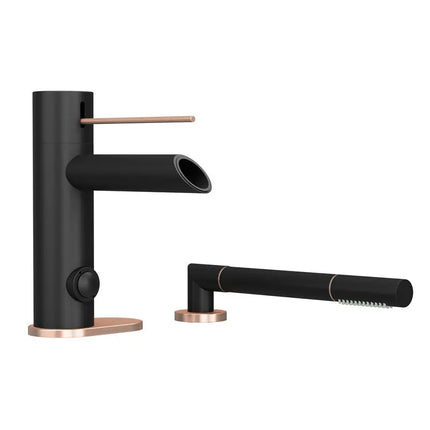 Rubi Kronos 2 Pcs Bathtub Mixer Matte Black/Brushed Copper RKR22DBKU - Plumbing Market