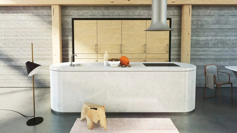 Caesarstone 5141 Frosty Carrina Ivory White Quartz with Grey Veins - Plumbing Market