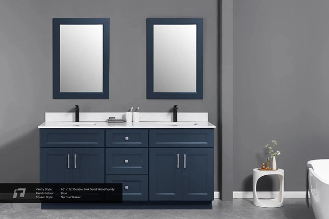 Cleo Hampton 72" Bevel Shaker Double Sink Solid Wood Bathroom Vanity With Countertop - Plumbing Market
