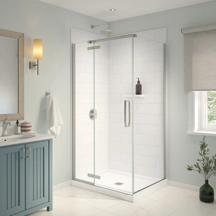 Denso 42 in. Solid Surface Glue up Two-Piece Wall Kit in White - Plumbing Market