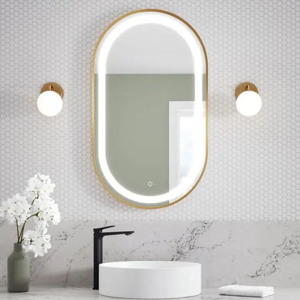 Kalia Effect 22" Led Illuminated Bathroom Mirror Brushed Gold - Plumbing Market