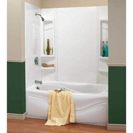 Finesse 59 61 x 34 Polystyrene Glue up Five-Piece Tub Wall Surround in White - Plumbing Market
