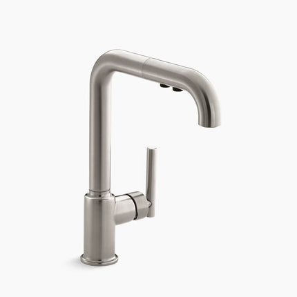 Kohler Purist Pull-out kitchen sink faucet with three-function sprayhead K-7505-VS - Plumbing Market