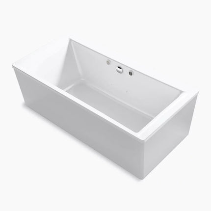 Kohler Stargaze 72" x 36-1/4" freestanding Heated BubbleMassage air bath with Bask heated surface and straight shroud K-1958-GHW-0 - Plumbing Market