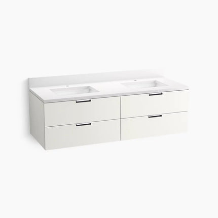 Kohler Maxstow 60" wall-hung bathroom vanity cabinet with sink and quartz top K-34657-0 - Plumbing Market
