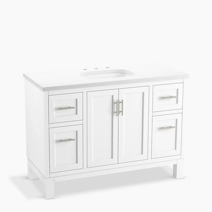 Kohler Quo 48" bathroom vanity cabinet with sink and quartz top K-28383-ASB-0 - Plumbing Market