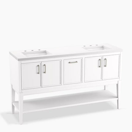 Kohler Winnow 60" bathroom vanity cabinet with sinks and quartz top K-33581-ASB-0 - Plumbing Market