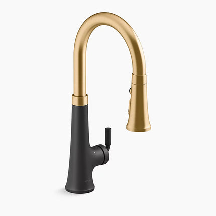 Kohler Tone Touchless pull-down kitchen sink faucet with three-function sprayhead K-23766-BMB - Plumbing Market