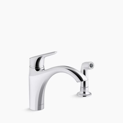 Kohler Rival Single-handle kitchen sink faucet with side sprayer K-30471-CP - Plumbing Market