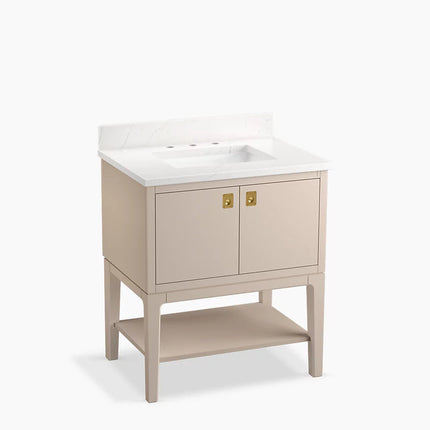 Kohler Seagrove by Studio McGee 30" bathroom vanity cabinet with sink and quartz top K-35025-LWG - Plumbing Market