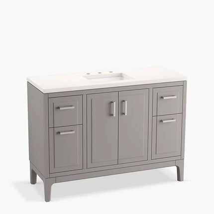 Kohler Seer 48" bathroom vanity cabinet with sink and quartz top K-33554-ASB-1WT - Plumbing Market