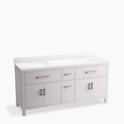 Kohler Kresla 72" bathroom vanity cabinet with sinks and quartz top K-40642-BD1-AGA - Plumbing Market