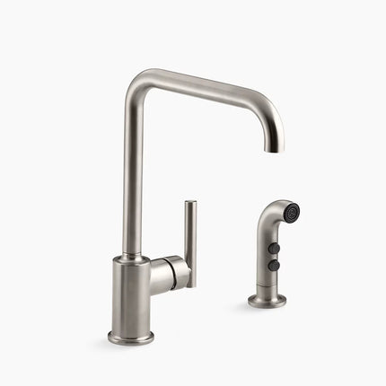 Kohler Purist Single-handle kitchen sink faucet with side sprayer K-7508-VS - Plumbing Market