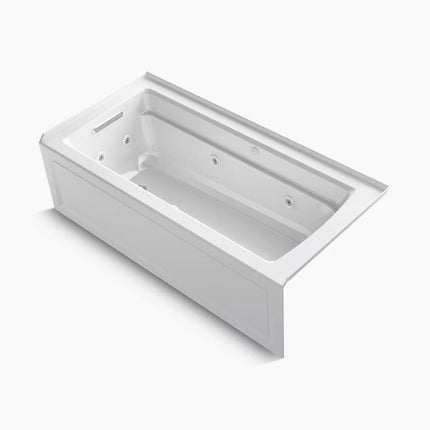 Kohler Archer 66" x 32" alcove Heated BubbleMassage air bath and whirlpool, left drain K-1949-XGHLA-0 - Plumbing Market