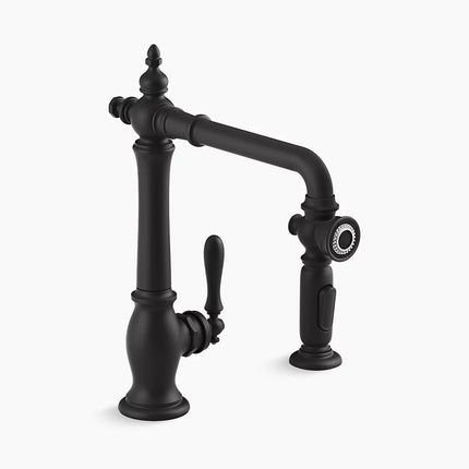 Kohler Artifacts Single-handle kitchen sink faucet with side sprayer K-99265-BL - Plumbing Market