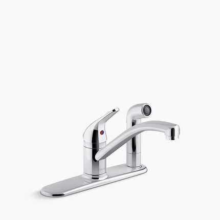 Kohler Jolt Single-handle kitchen sink faucet with side sprayer K-30615-CP - Plumbing Market