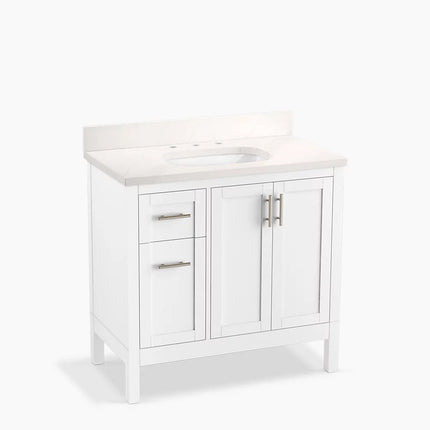 Kohler Hadron 36" bathroom vanity cabinet with sink and quartz top K-39605-ASB-0 - Plumbing Market
