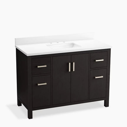 Kohler Kresla 48" bathroom vanity cabinet with sink and quartz top K-40640-BD1-BWK - Plumbing Market