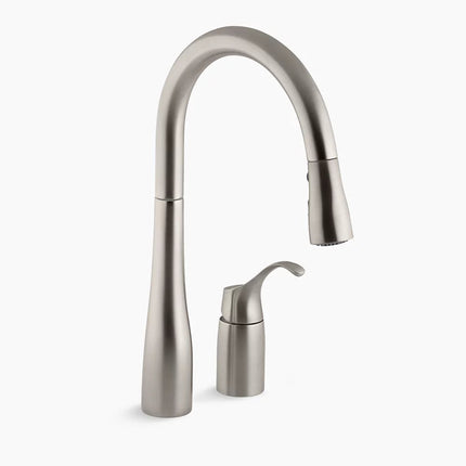 Kohler Simplice Pull-down kitchen sink faucet with three-function sprayhead K-647-VS - Plumbing Market