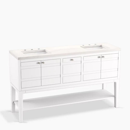 Kohler Helst 60" bathroom vanity cabinet with sinks and quartz top K-33525-ASB-0 - Plumbing Market