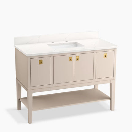 Kohler Seagrove by Studio McGee 48" bathroom vanity cabinet with sink and quartz top K-35027-LWG - Plumbing Market