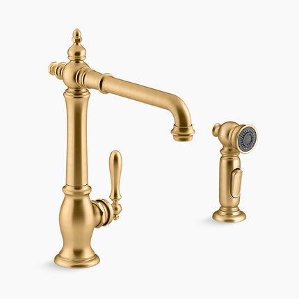 Kohler Artifacts Single-handle kitchen sink faucet with side sprayer K-99265-2MB - Plumbing Market