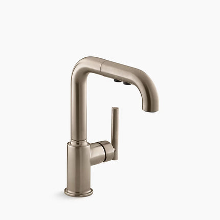 Kohler Purist Pull-out kitchen sink faucet with three-function sprayhead K-7506-BV - Plumbing Market