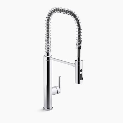 Kohler Purist Semi-professional kitchen sink faucet with three-function sprayhead K-24982-CP - Plumbing Market