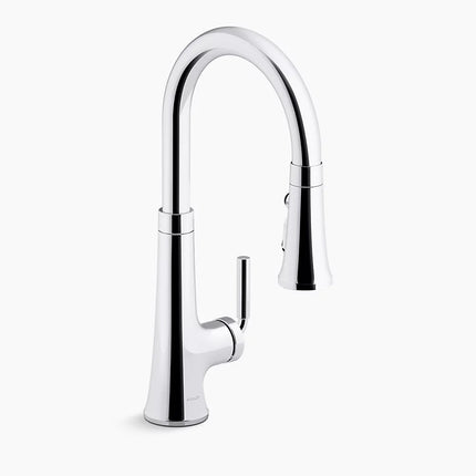 Kohler Tone Pull-down kitchen sink faucet with three-function sprayhead K-23764-CP - Plumbing Market