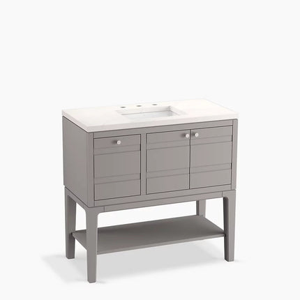 Kohler Helst 36" bathroom vanity cabinet with sink and quartz top K-33524-ASB-1WT - Plumbing Market