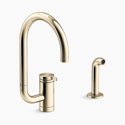 Kohler Components Single-handle kitchen sink faucet with two-function extended-reach spout and side sprayer K-28272-AF - Plumbing Market