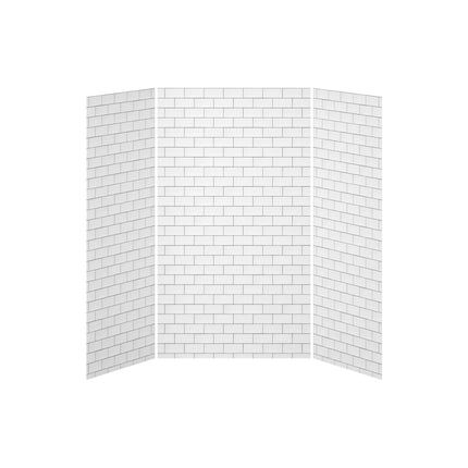 Kalia 36x48x36 Tiles #700 48x36 3-Panel Shower Wall Kit for Alcove Installation - Tiles #700 Gloss WA2010-700-001 - Plumbing Market