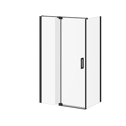 Kalia DISTINK (Box 1 of 2) 48''x77'' 2-Panel Pivot Shower Door for Corner Inst. (Reversible) Matte Black Clear Duraclean Glass DR1745-160-003 - Plumbing Market